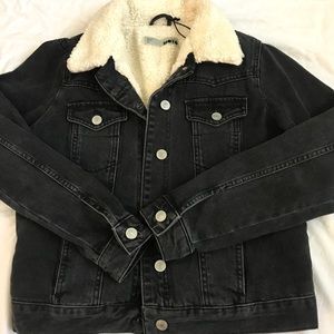 Topshop Shearling Lined Denim Jacket